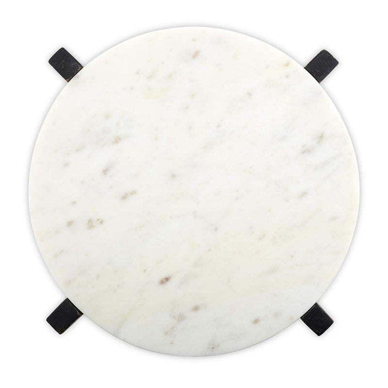 Santa Barbara Design Studio Table Sugar Round Marble Tray with Mango Wood Stand, 11-Inches, Charcoal - Image 2